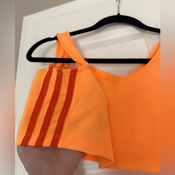 Adidas Originals 3 Stripe Cropped Tank Top Bright Orange US XS - Picture 14 of 16